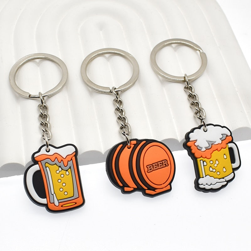 9 Styles Beer Mug Cup Glass Bar Style Keyring for Men Gift for Him Cartoon