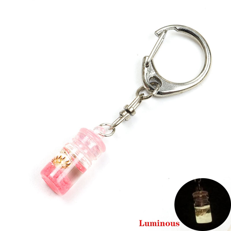 16 Styles Creative Luminous Bottle Glow In The Dark Keychain Gift Cute Charms