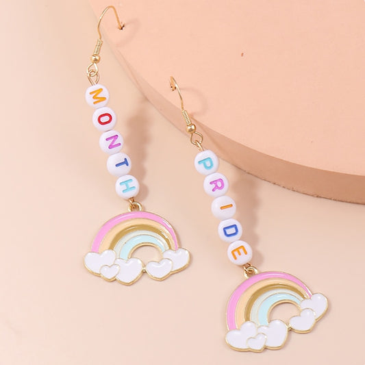 Hearts and Rainbow Drop Earrings Women Creativity Jewelry Cute Earring Girls