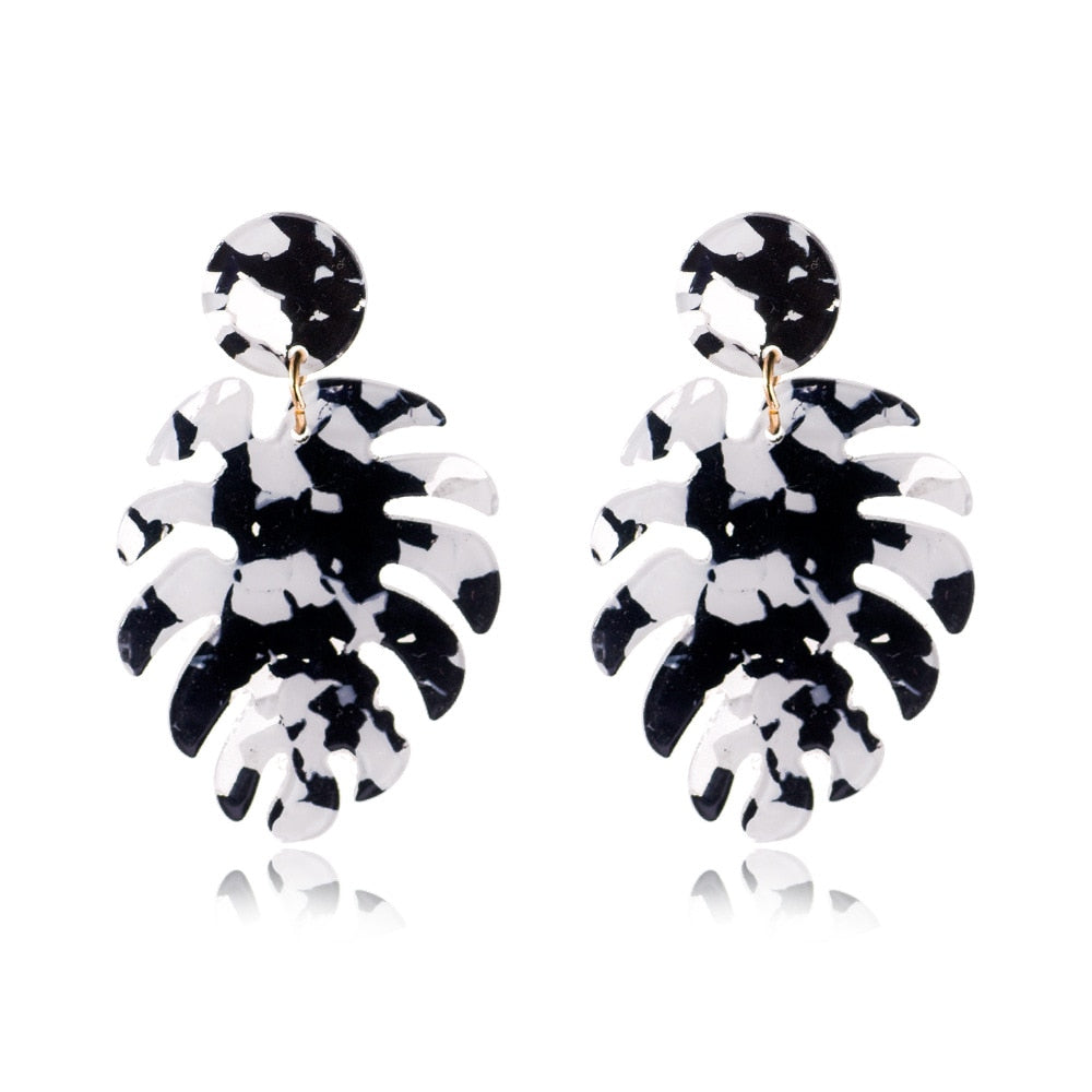 4 Styles Colorful Big Acrylic Leaf Dangle Earrings Charms Jewelry Fashion