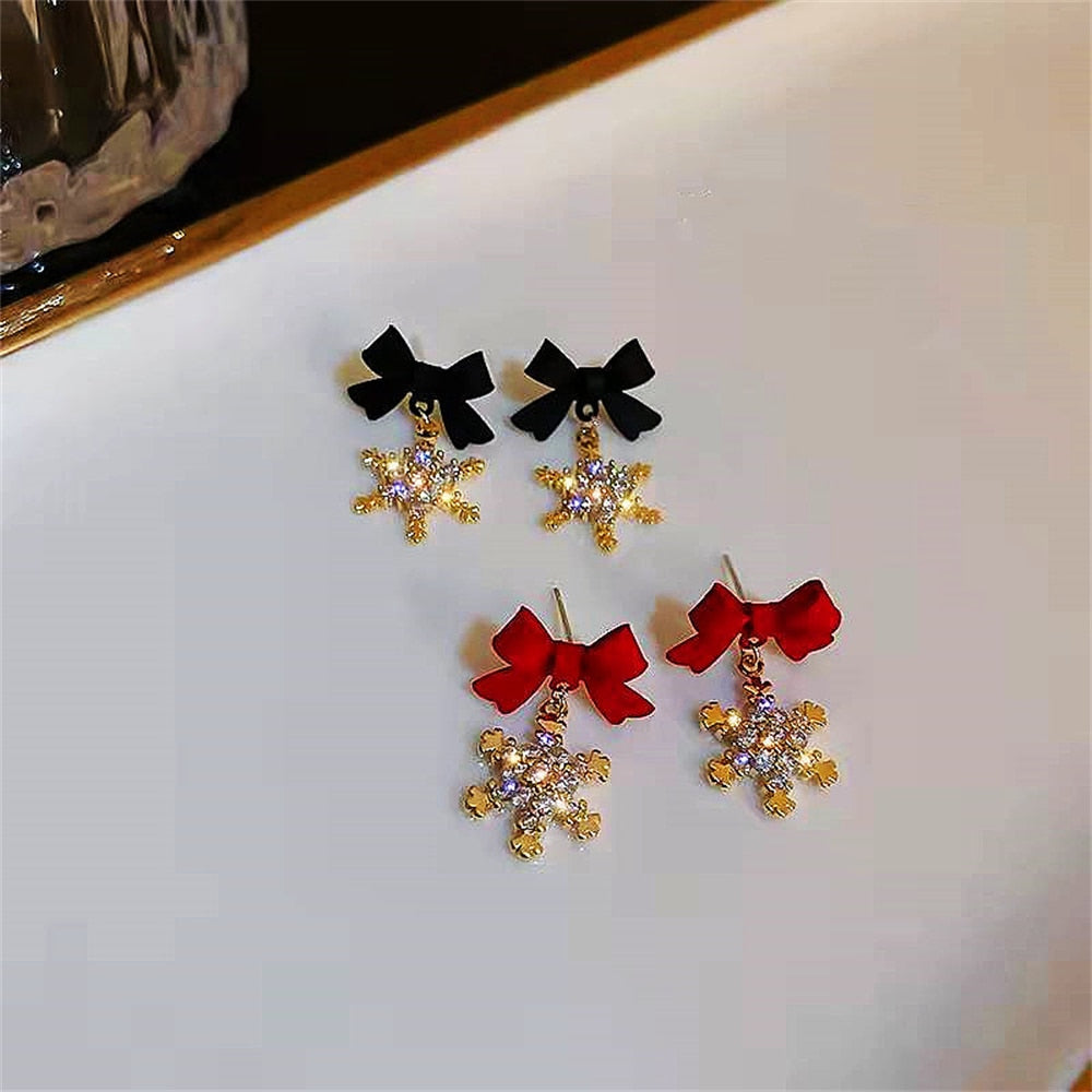 Crystal Zircon Bowknot Exquisite Stud Earrings Women Statement Earrings Party