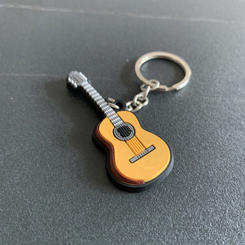Classical Guitar Musical Instrument Silicone Pvc Soft Keychain Cartoon Small