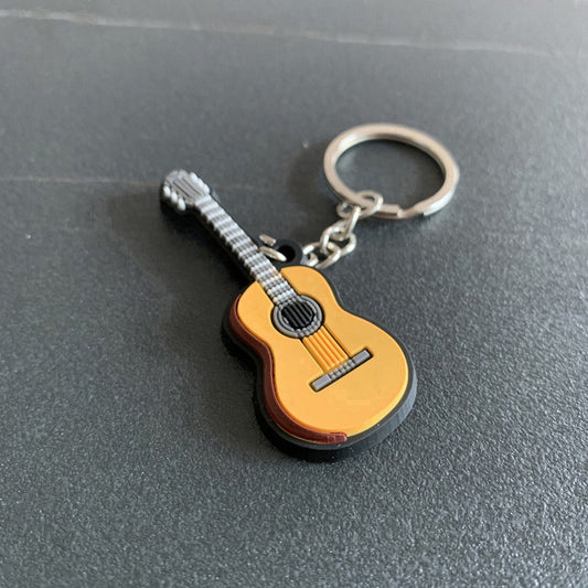 Classical Guitar Musical Instrument Silicone Pvc Soft Keychain Cartoon Small