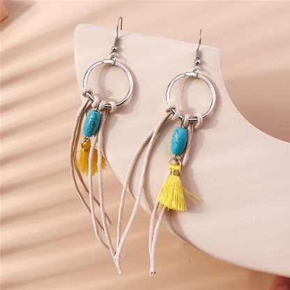 Yellow Blue Tassel Dangle Drop Earrings Women Charms Earring Fashion Creative