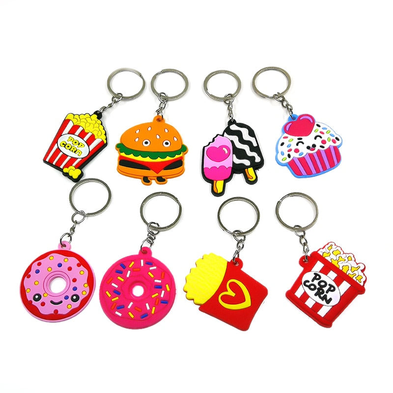 19 Styles Fast Food Junk Food Sweets Treats Keychain Cartoon Key Holder Car