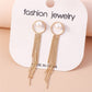 Layered Tassel Faux Pearl Drop Dangle Earrings Trendy Women Fashion Earrings