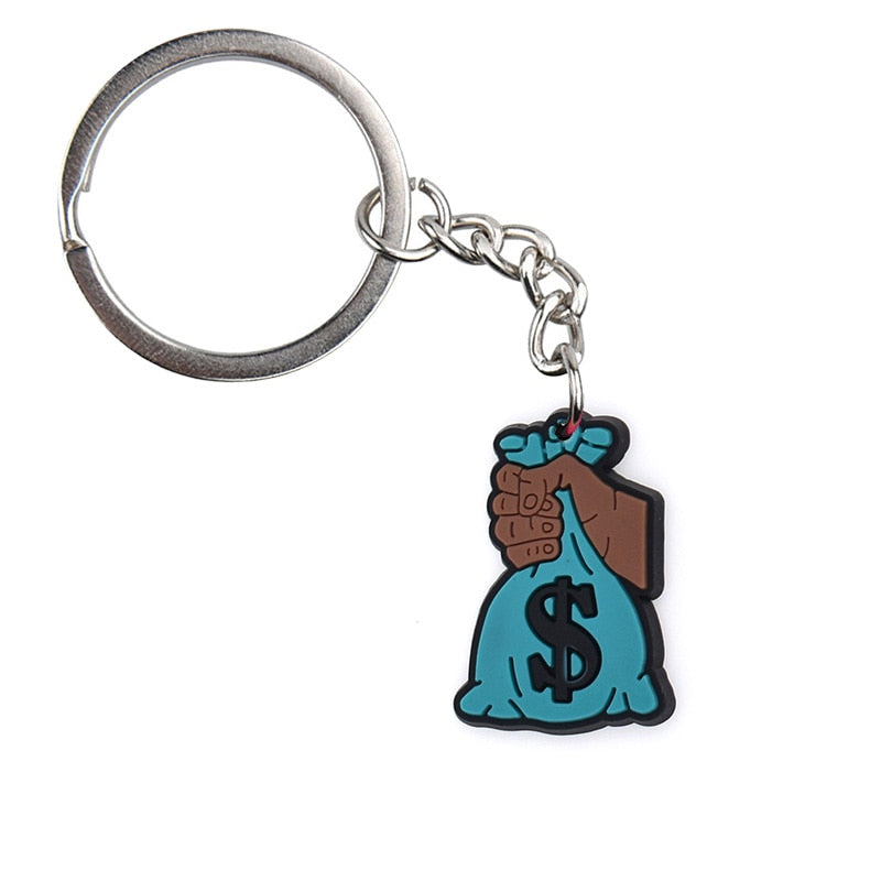 Blue Money Bag Keychain Currency Key Ring Dollar Money Tree Key Chains Souvenir