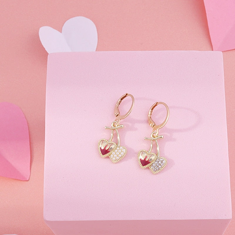 Double Heart Drip Pattern Drop Earrings Women Gifts Earring Cute Girls Eardrop