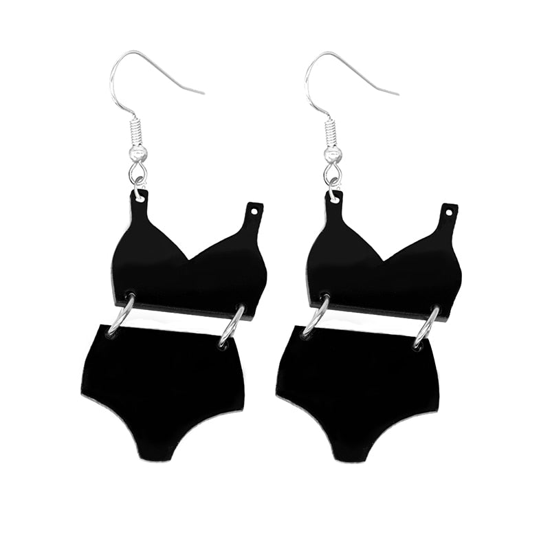 Black Swimsuit Drop Earrings Women Fashion Creative Art Cute Stylish Jewelry