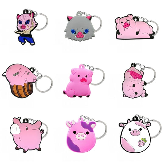 14 Styles Anime Keychain Cute Pigs Lovely Pink Animal Keyring Kids Toys Gadget