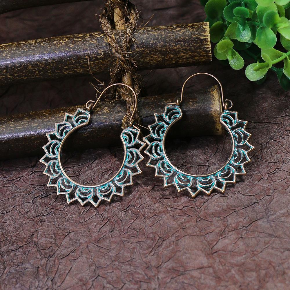 Sunflower Pattern Hoop Earrings Women Party Wedding Jewelry Dangle Gifts