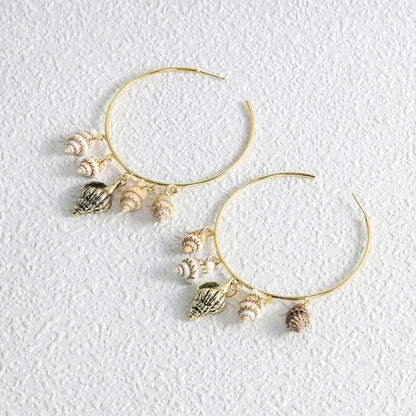 Mini Natural Shell Hoop Earrings Women Travel Fashion Cartoon Earrings Creative