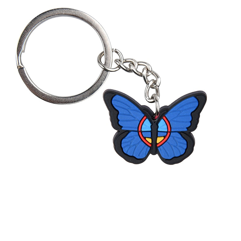 12 Styles Butterfly NationalFlag Key Pendant Soft Silicone Metal Key Chains