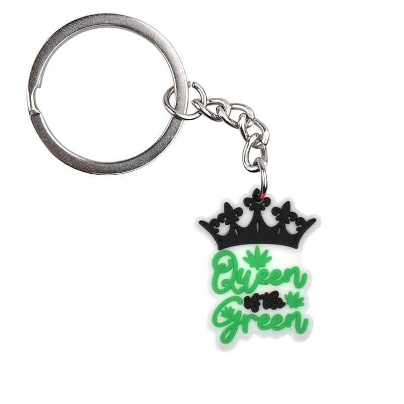 20 Styles Hemp leaf Soft PVC Keychain Smoke Green Rubber Key Ring Hiphop Pendant