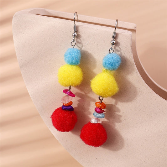 Pom Pom Beads Dangle Drop Earrings Women Charms Earring Fashion Creative Jewelry
