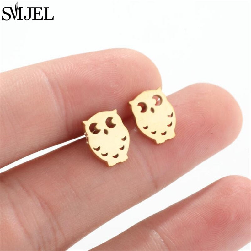 Cute Owl Fashion Earrings Minimalist Creative Style Ear Studs Earrings