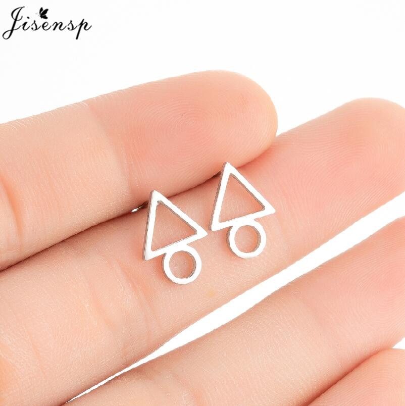 Circle Triangle Stainless Steel Earrings Women Jewelry Small Studs Gifts Earring