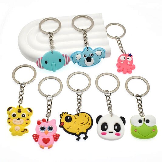 24 Styles Frog Tiger Chicken Panda Animals Cartoon Keychain Lovely Shape Key