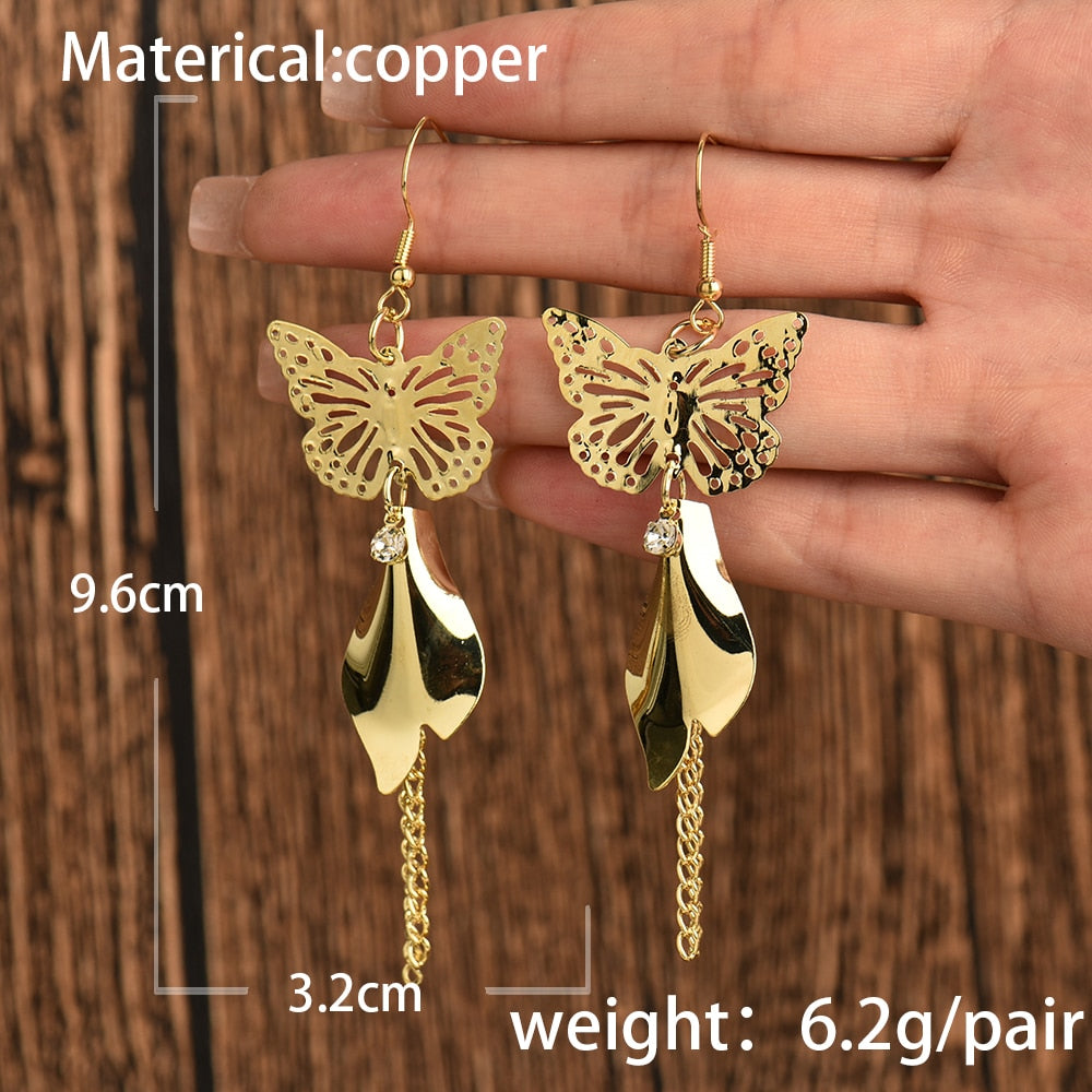 Butterfly Leaf tassel Drop Earrings Cartoon Ear Pendants Accessories Women