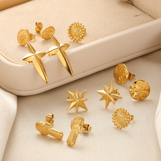 3D Cross Minimalist Fashion Mini Stud Earrings Women Ear Piercing Jewelry