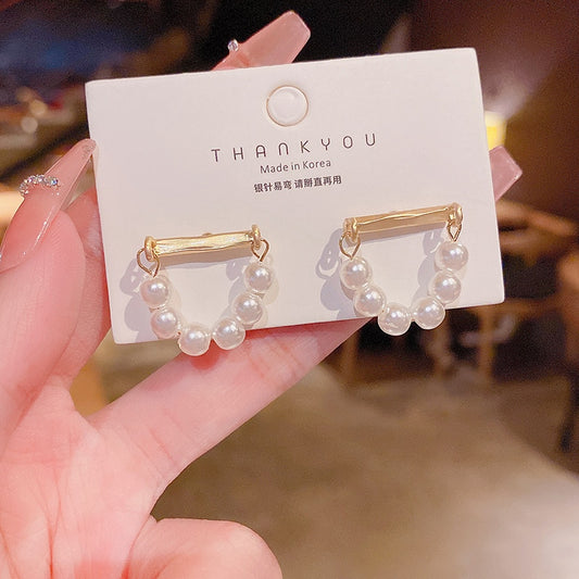 Pearl Hanging Fashion Stud Earring Women Lady Cute Jewelry Accessories