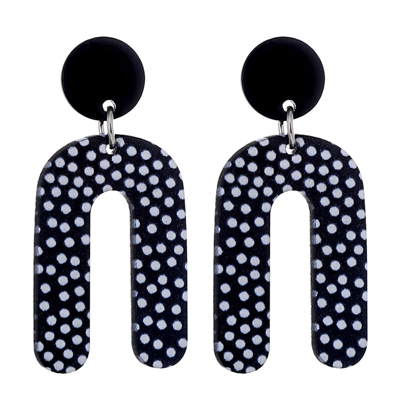 Polka Dot Acrylic Drop Earrings Women Travel Fashion Cartoon Earrings Creative