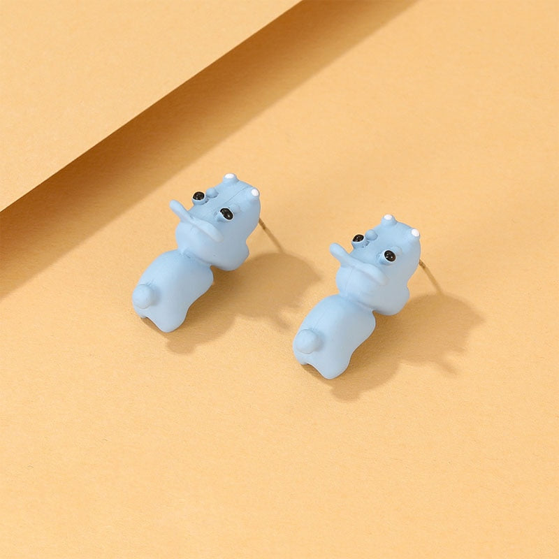 Cartoon Hippo Fashion Ear Studs Earrings Jewelry Women Earrings Accessories Gift