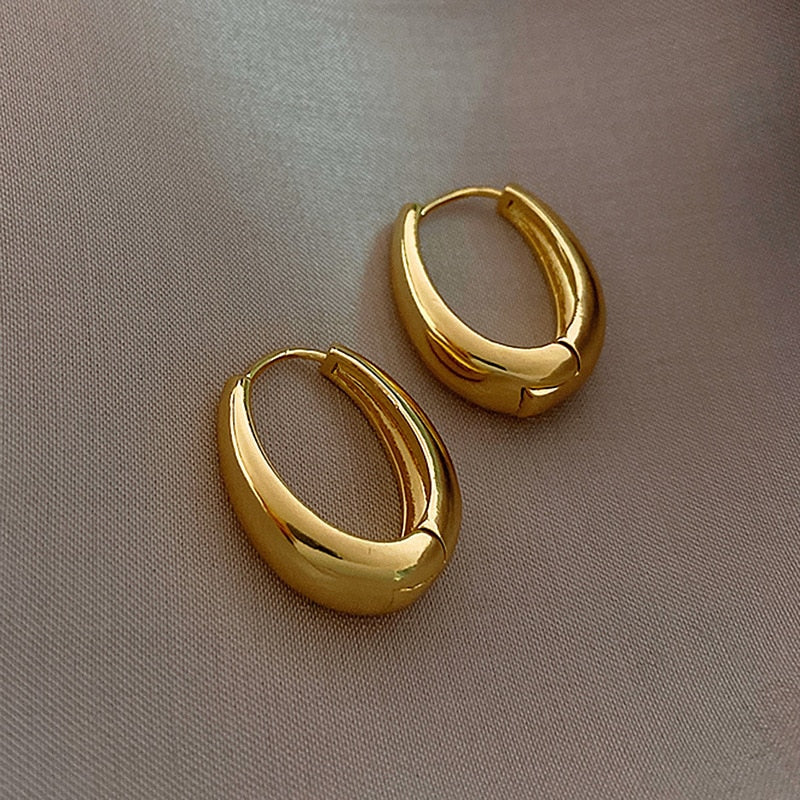 Simple Oval Lady Cute Hoop Earrings for Women Jewelry Girls Earrings