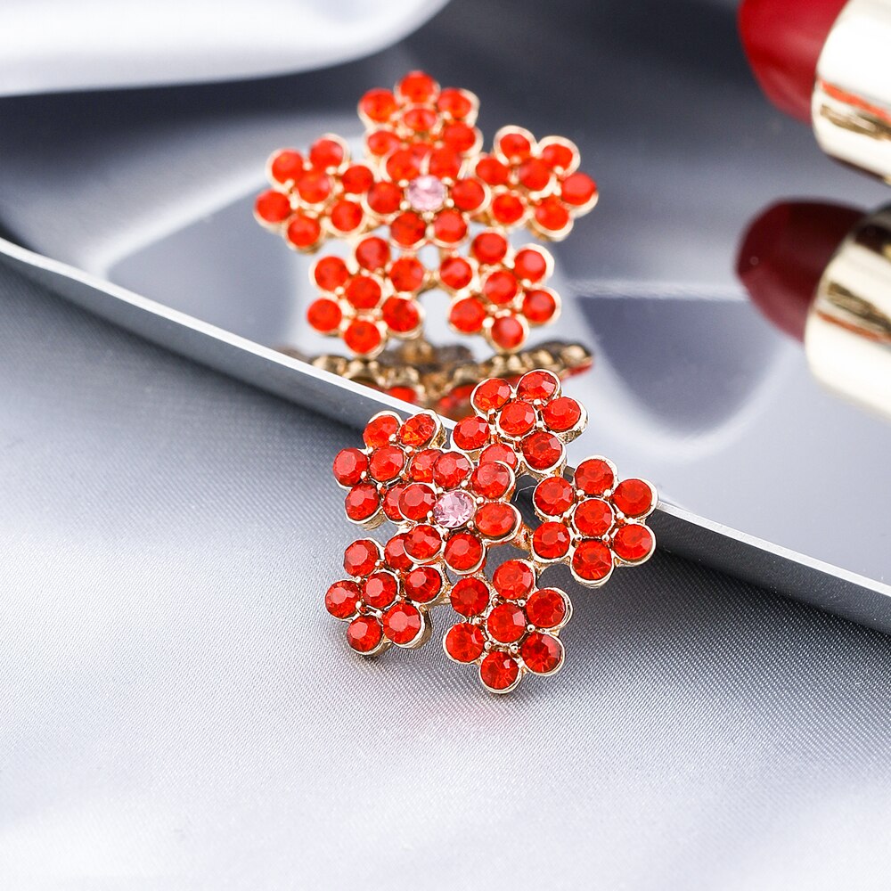 Red Snowflake Lady Cute Stud Earrings for Women Jewelry Girls Earrings