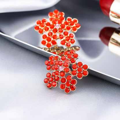 Red Snowflake Lady Cute Stud Earrings for Women Jewelry Girls Earrings