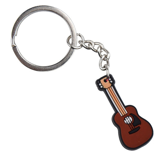 Guitar Creative Cartoon PVC Keychain For Keyring Bag Car Key Chain Ring Pendant