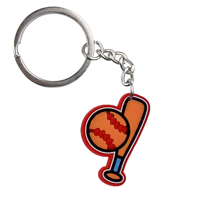 34 Styles Basketball Tennis Baseball Softball Keychain PVC Sports Pendant Key