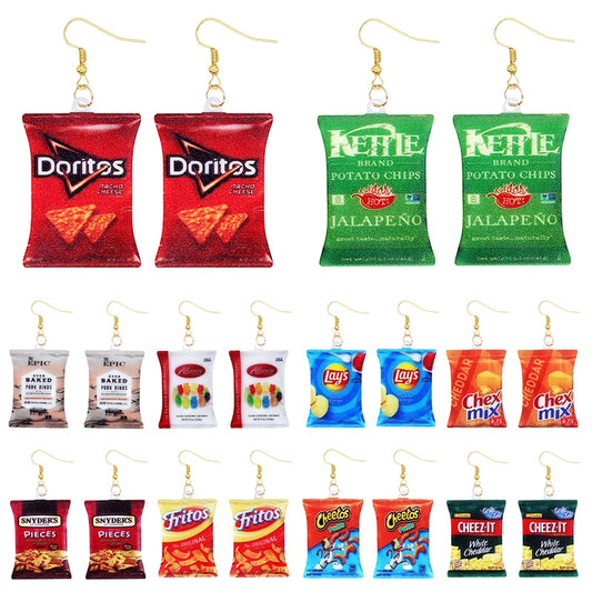 Cheez It Chips Bag Funny Design Drop Earrings Women Charms Earring Fashion