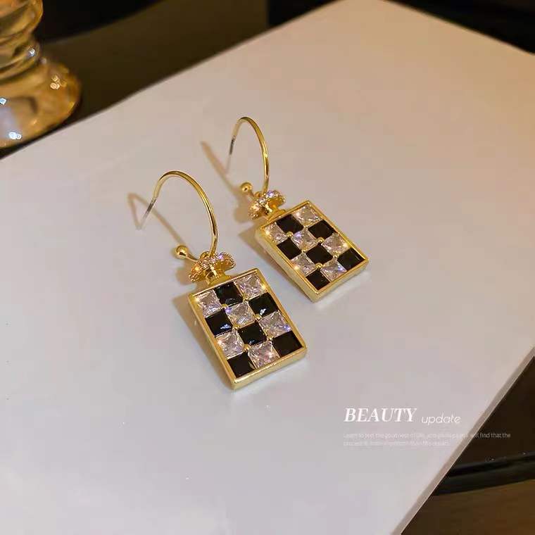 Rectangular Plaid Drop Earrings Women Party Wedding Jewelry Dangle Gifts