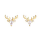 Rhinestone Deer Animal Stud Earrings Women Cubic Zirconia Earings Gift Jewelry