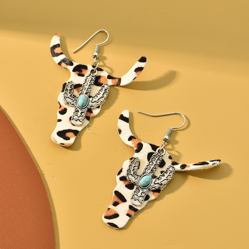 Creative Bull Head Cactus Drop Earrings Jewelry For Women Fashion Accessories