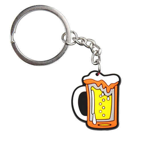 Beer Tall Mug Keyring Gift for Men Cartoon Keychains Souvenir Jewelry Bag