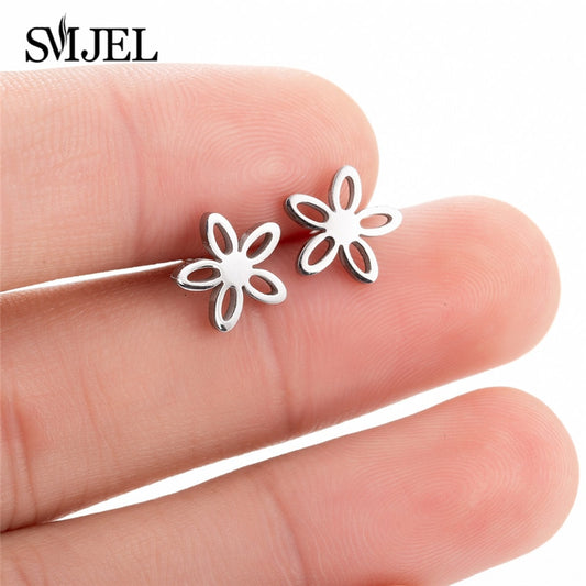 Cute Flower Stainless Steel Earrings Women Jewelry Small Studs Gifts Earring