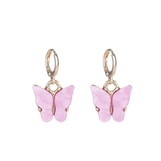 Violet Butterfly Drop Earrings Jewelry For Women Fashion Accessories Trendy Girl