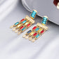 Mixed Color Geometric Rhinestone Lady Cute Dangle Earrings for Women Jewelry