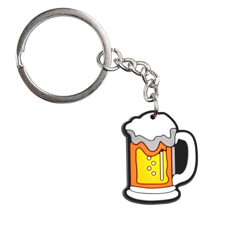 Beer With Foam Keyring Gift for Men Cartoon Keychains Souvenir Jewelry Bag