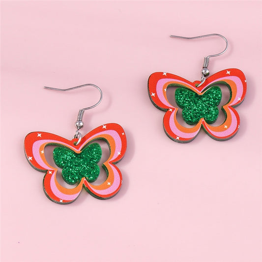 Red Green Butterfly Dangle Earrings Women Charms Earring Fashion Creative