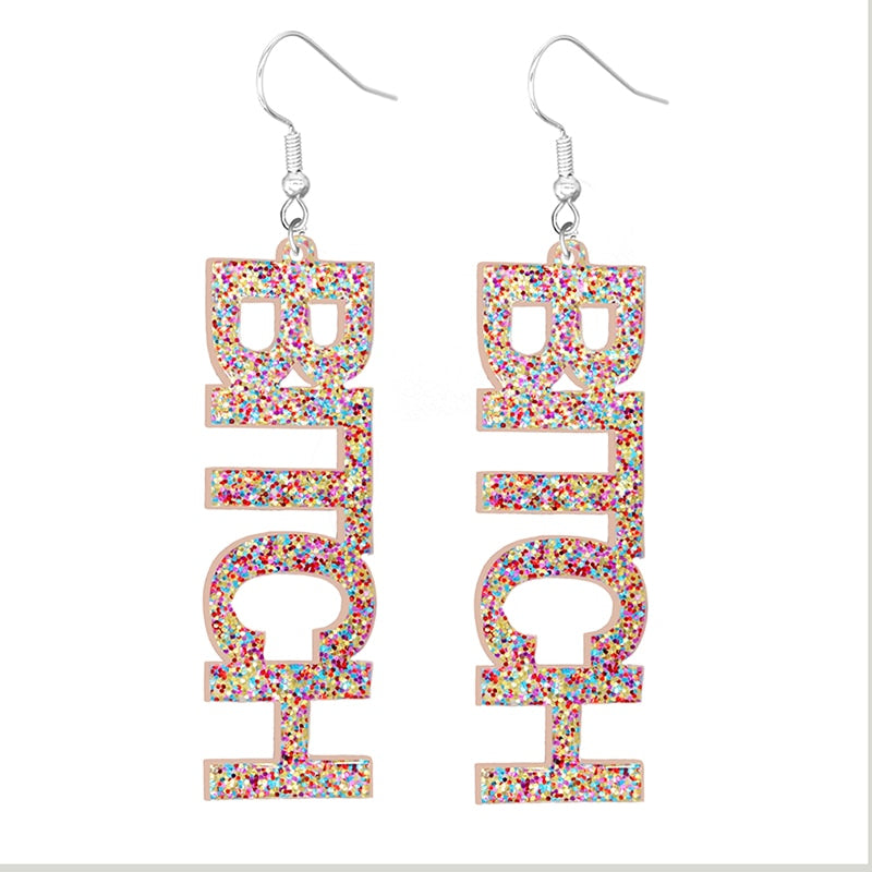 Glitter Drop Earrings Women Fashion Creative Art Cute Stylish Jewelry