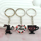 16 Styles Cartoon Pink Castle Cat Hat Funny Keychain Gift Cute Charms Keyring