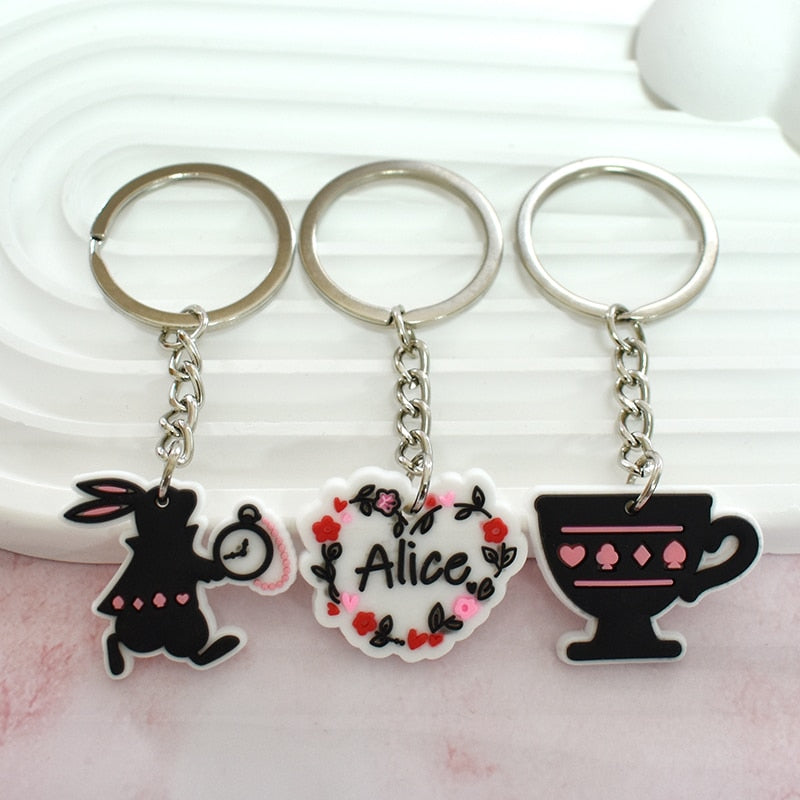 16 Styles Cartoon Pink Castle Cat Hat Funny Keychain Gift Cute Charms Keyring