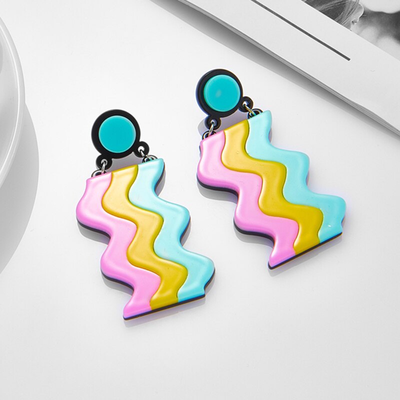 37 Styles Acrylic Exaggerated Colorful Dog Rainbow Astronaut Drop Earrings Hip