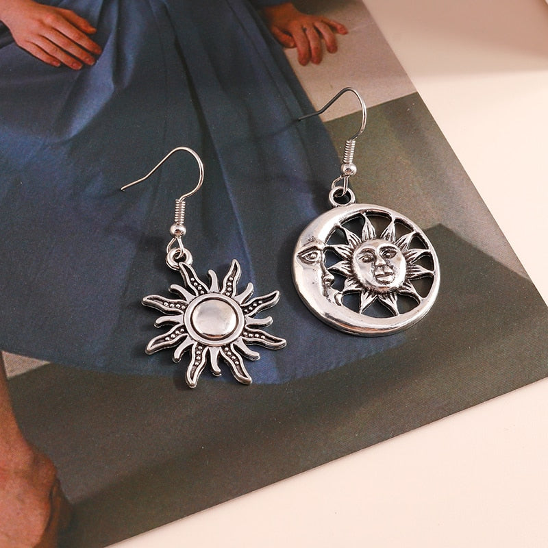 Antique Sun Moon Dangle Earrings Women Gifts Earring Cute Girls Eardrop Jewelry