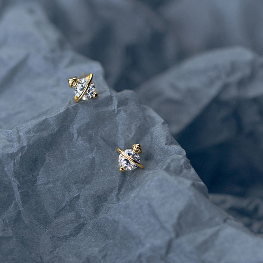 Planet Design Mini Stud Earrings Cut Asymmetric Mini Earrings Ear Piercing