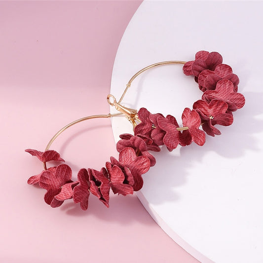 Flower Design Hoop Earrings Women Charms Earring Fashion Creative Jewelry