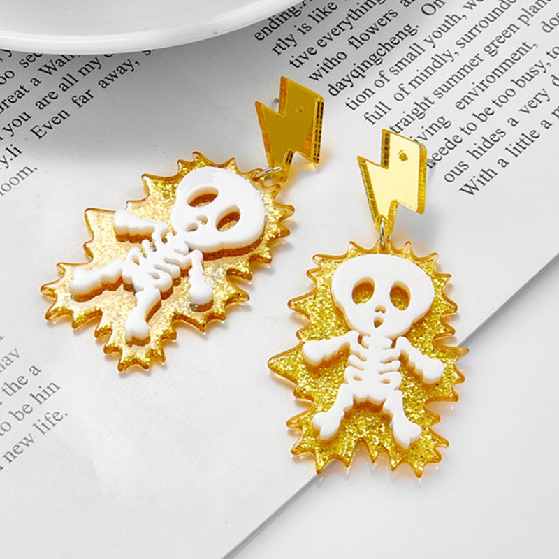 Electric Skeleton Drop Earrings Women Travel Fashion Cartoon Earrings Creative